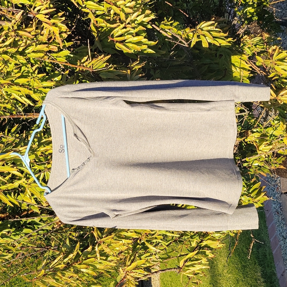 So Gray Thermal Henley Shirt Long Sleeve Womens Large